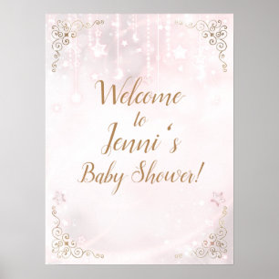 Twinkle kleiner Stern Rosen Gold Baby Shower Poster