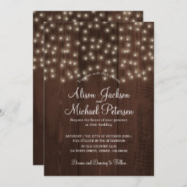 Twinkle Lichter rustikale Herbstholz Hochzeit Einladung