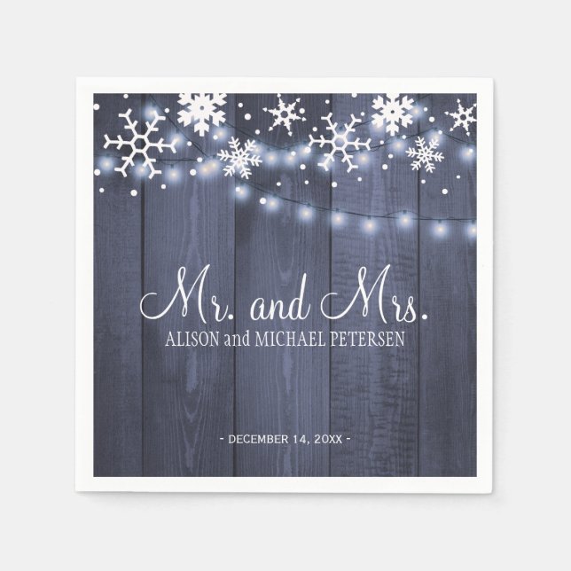 Twinkle Lichter Schneeflocken mehr und mehr Hochze Serviette (Vorderseite)