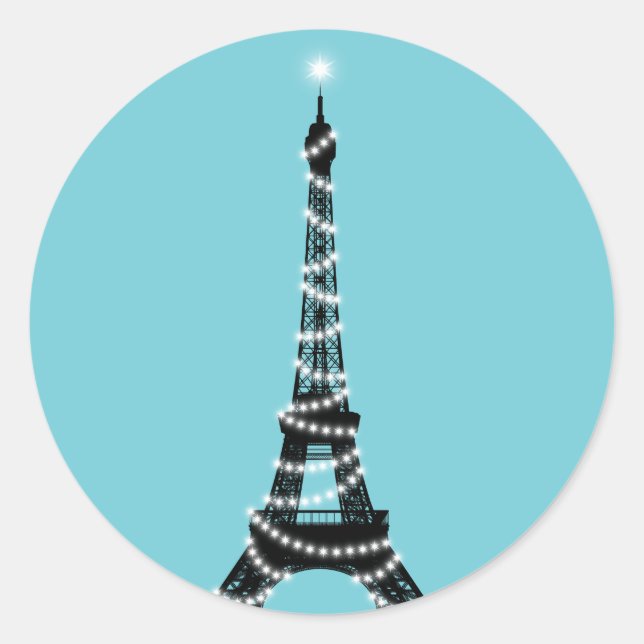 Twinkle Light Eiffel Tower Sticker - türkis (Vorderseite)