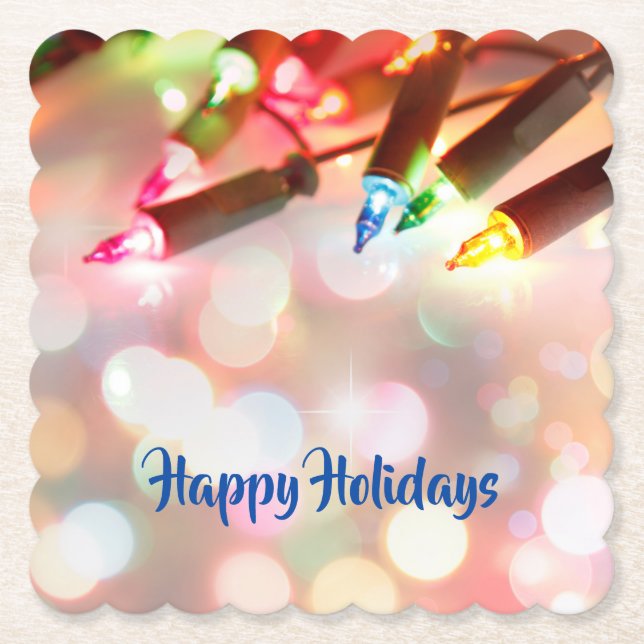 Twinkle Lights Christmas, Bokeh, Untersetzer (Vorderseite)