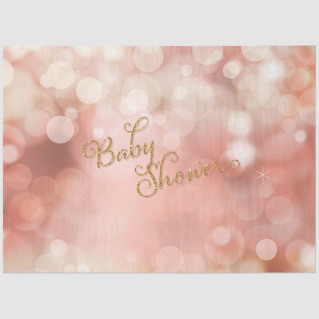 Twinkle Lights Gold Glitzer Pink Baby Girl Dusche Seidenpapier (Vorderseite)