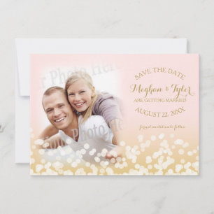 Twinkle Lights Gold und Pink Save the Date