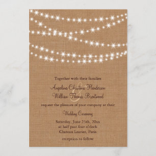 Twinkle Lights Hochzeitseinladung auf Burlap Einladung