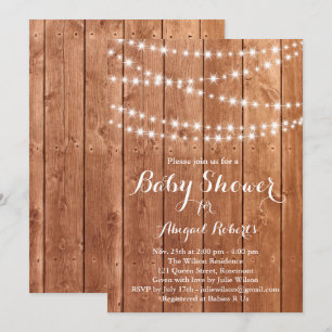 Twinkle Lights Kinderdusche Einladung - Eiche