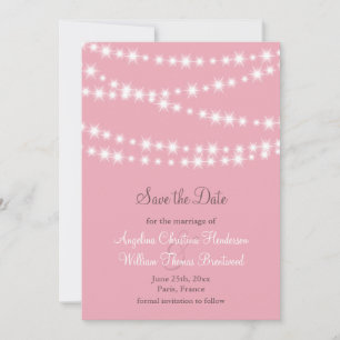Twinkle Lights Save the Date (pink)