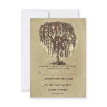 Twinkle Lights Tree Rustic Wedding RSVP Karte