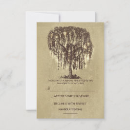 Twinkle Lights Tree Rustic Wedding RSVP Karte