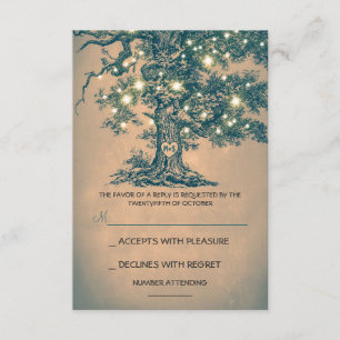 Twinkle Lights Tree Rustic Wedding RSVP Karte
