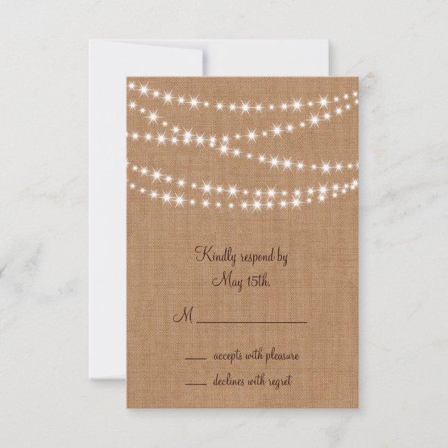 Twinkle Lights UAWG on Burlap RSVP Karte (Vorderseite)