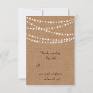 Twinkle Lights UAWG on Burlap RSVP Karte