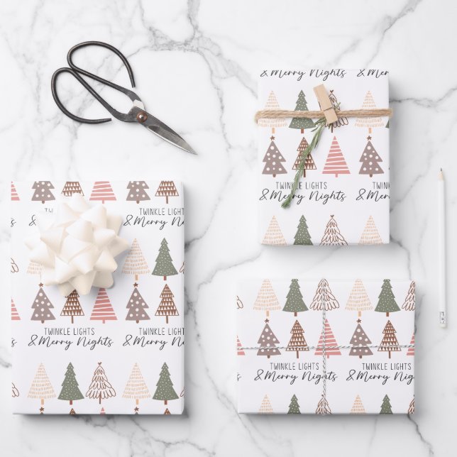 Twinkle Lights und frohe Nächte Geschenkpapier Set (Vorderseite)