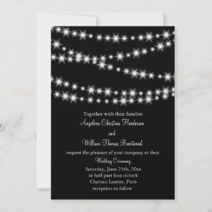 Twinkle Lights Wedding Invitation (schwarz) Einladung