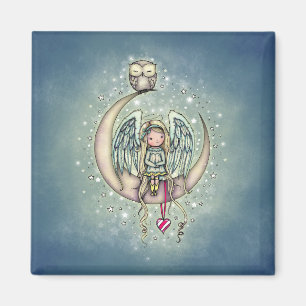 Twinkle Little Angel und Eule Illustrierte Kunst Magnet
