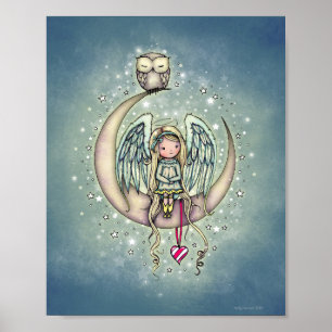 Twinkle Little Angel und Eule Illustrierte Kunst Poster