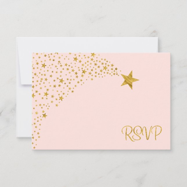 Twinkle Little Shooting Star Pink Gold UAWG RSVP Karte (Vorderseite)