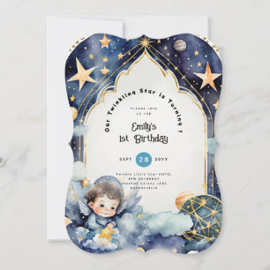 Twinkle Little Star 1. GEBURTSTAG, BABY SHOWER BOY Einladung