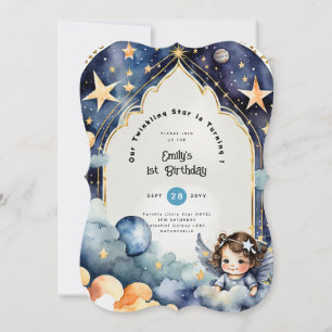 Twinkle Little Star 1. Geburtstag, BABY SHOWER Gir Einladung