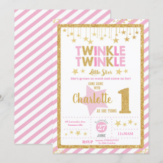 Twinkle Little Star 1. Geburtstag Einladung Mädche