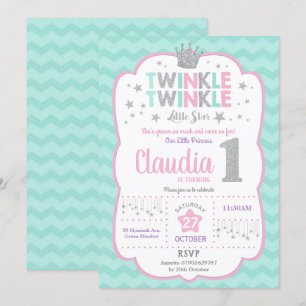 Twinkle Little Star 1. GeburtstagsPrinzessin Einladung
