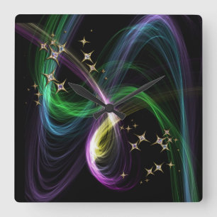 Twinkle Little Star 2 - Bling Art Quadratische Wanduhr