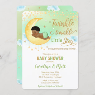 Twinkle Little Star African Baby Shower Neutral  Einladung