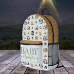 Twinkle Little Star Animal Muster Boy Baby Name Bedruckter Rucksack<br><div class="desc">"Twinkle Little Star" "Baby" heißt Tier- und Mondmuster in duskyblau und erntet Gold.</div>