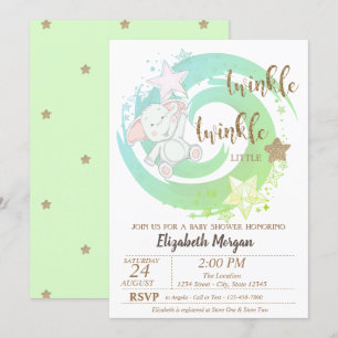 Twinkle Little Star,Baby Bär Grün Baby Shower Einladung