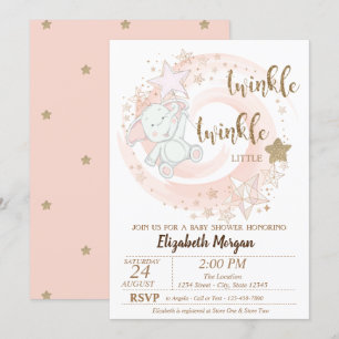 Twinkle Little Star, Baby Bear Baby Dusche Einladung