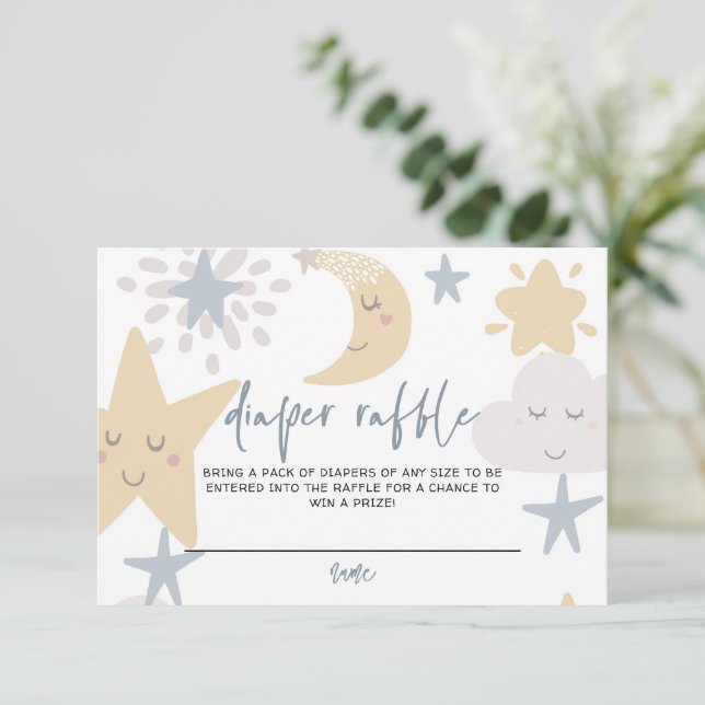 Twinkle Little Star Baby Duschdusche Windeln Raffl Begleitkarte (Stehend Vorderseite)