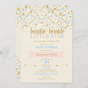 Twinkle Little Star Baby Dusche Pink & Blue Einladung