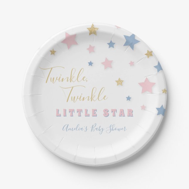 Twinkle Little Star Baby Dusche Teller (Vorderseite)