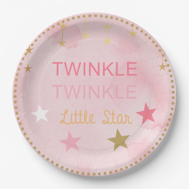Twinkle Little Star Baby Girl Pappteller (Vorderseite)