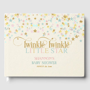 Twinkle Little Star Baby Gold Aqua Pink Gästebuch
