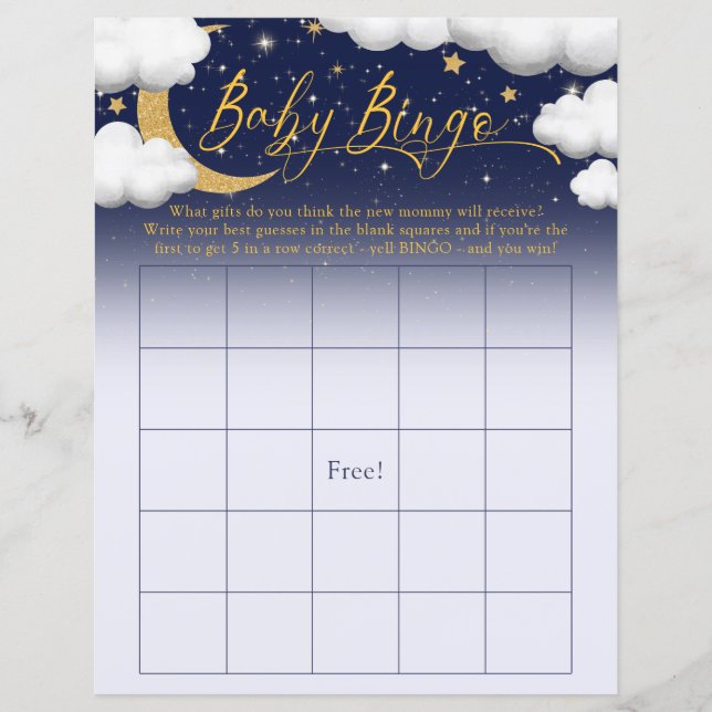 Twinkle Little Star Baby Shower Baby Bingo Game (Vorderseite)