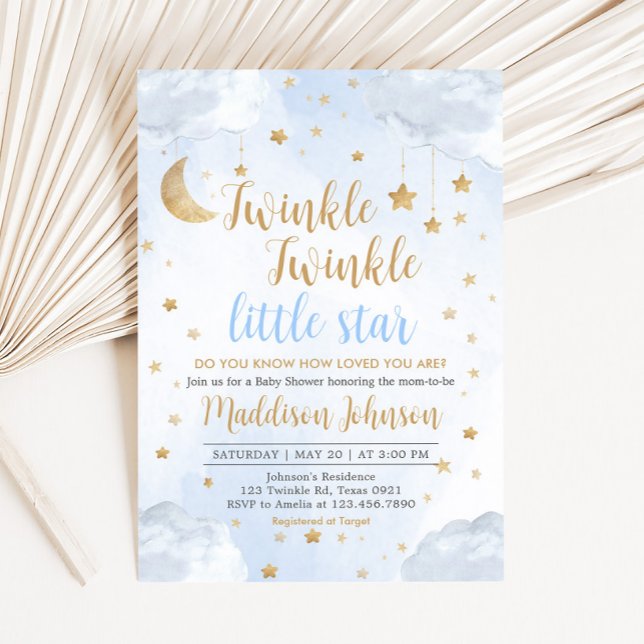 Twinkle Little Star Baby Shower Einladung (Little Star Baby Shower Invitation)