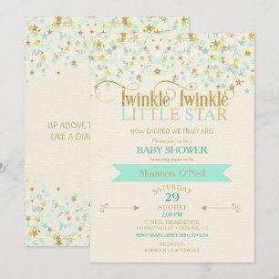 Twinkle Little Star Baby Shower Gold & Mint Einladung