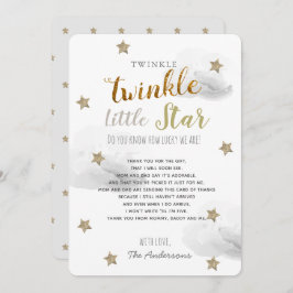 Twinkle Little Star Baby Shower Grau Vielen Dank Einladung