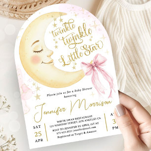 Twinkle Little Star Baby Shower Mädchen Rosa Bogen Einladung