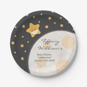 Twinkle Little Star Black and Yellow Baby Dusche Pappteller