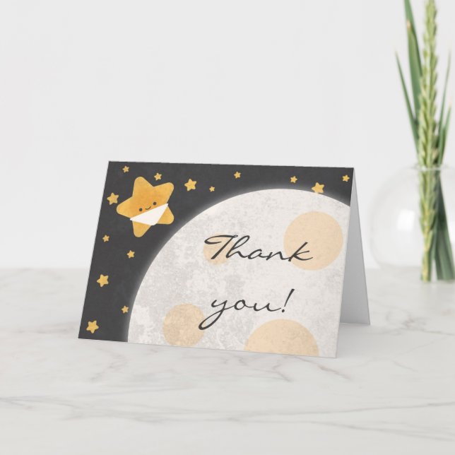 Twinkle Little Star Black and Yellow Vielen Dank Dankeskarte (Vorderseite)
