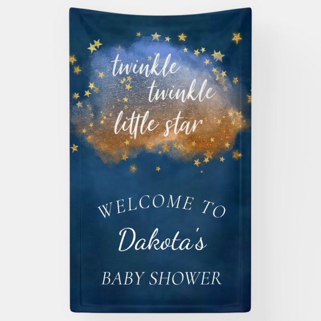 Twinkle Little Star | Blaue Kupfer-Goldstaub Banner (Vertikal)