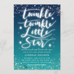 Twinkle Little Star Blue Aquamarin Baby Dusche Einladung