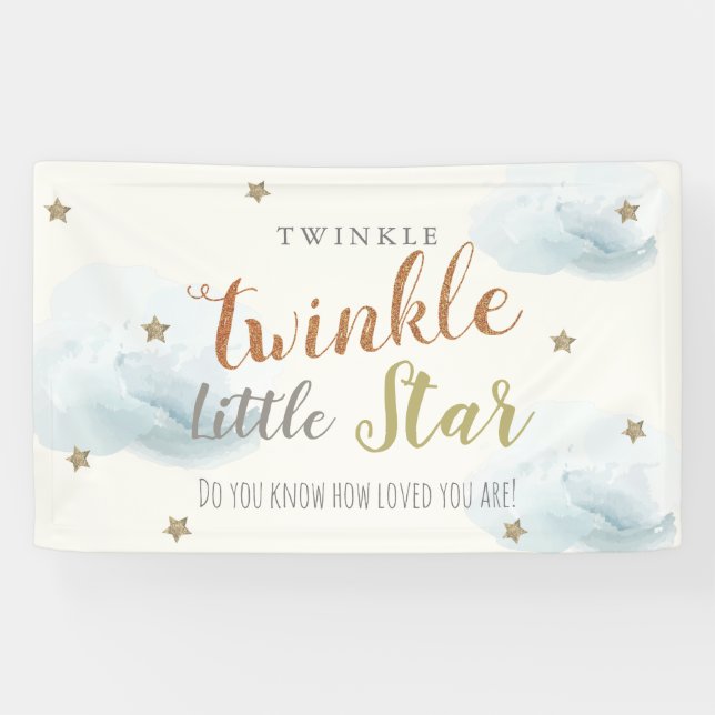 Twinkle Little Star Blue Baby Duschbanner Banner (Horizontal)