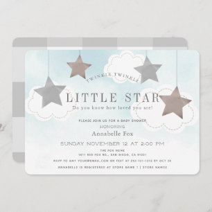 Twinkle Little Star Blue Baby Dusche Einladung