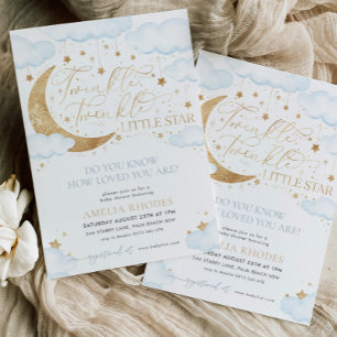 Twinkle Little Star Blue Baby Dusche Einladung