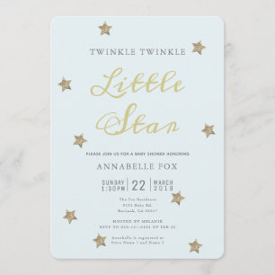 Twinkle Little Star Blue Baby Dusche Einladung