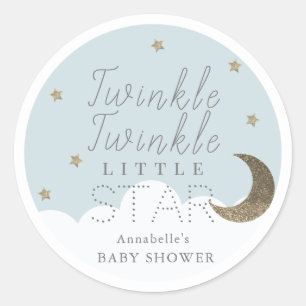 Twinkle Little Star Blue Baby Dusche Runder Aufkleber
