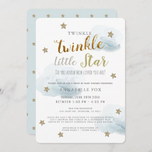 Twinkle Little Star Blue Boy Drive-by Baby Shower Einladung