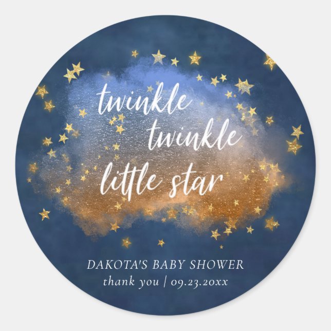 Twinkle Little Star | Blue Copper Gold Vielen Dank Runder Aufkleber (Vorderseite)